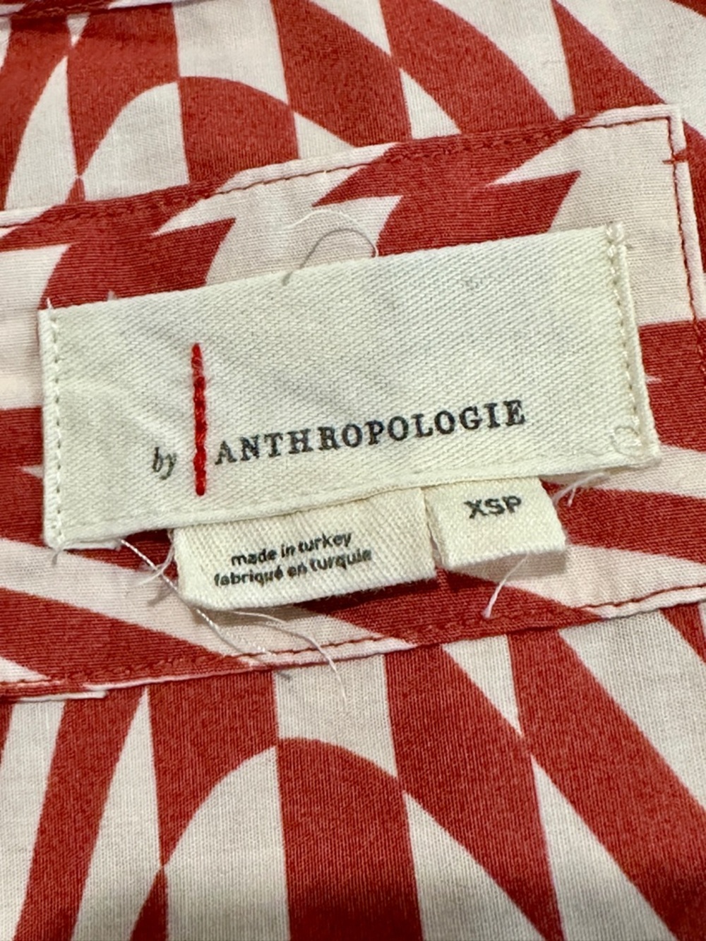 Anthropologie The Somerset Cotton Maxi Derby Dress Red Geo XSP - Picture 5 of 7